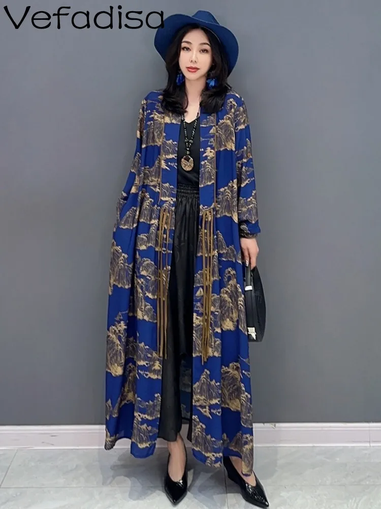 

Vefadisa 2023 Spring New Fashion Summer Sunscreen Casual Adjustable Waist Windbreaker Coat Women Trendy Girl Blue Trench ZY668