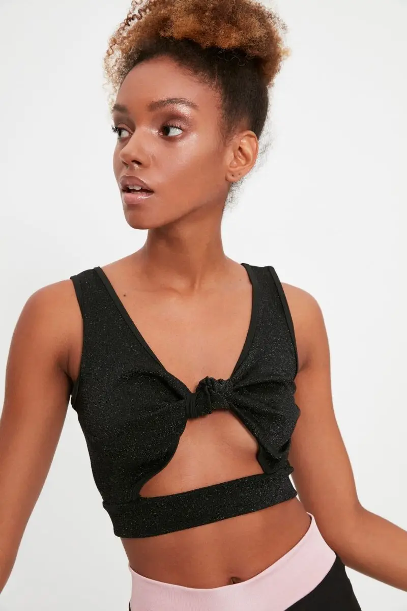 

Black knitted sports bra TWOAW22SS0042
