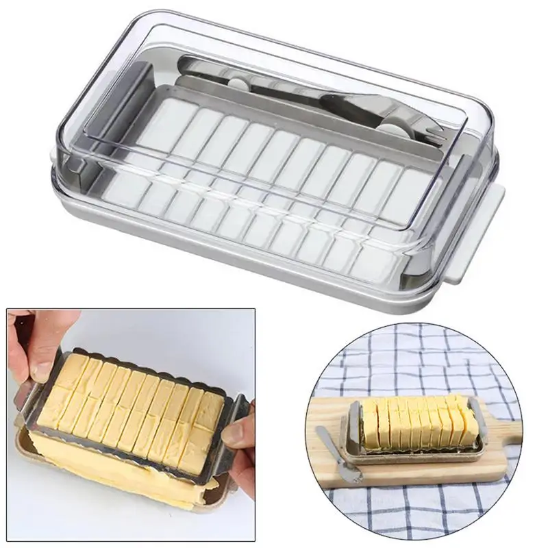 

Cutting Food Rectangle Home Cheese Dish Sealing Storage Container Kitchen Keeper Portable With Lid Butter Storage Box 40a