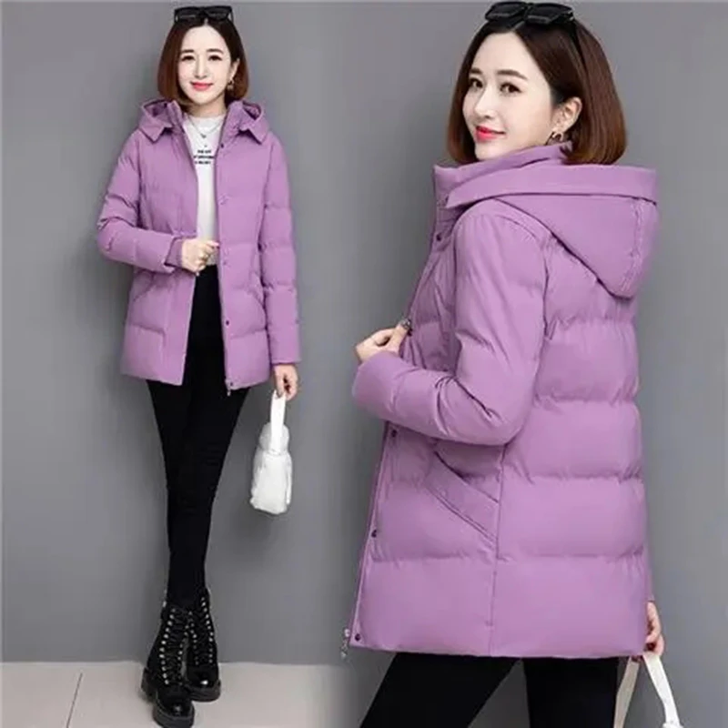 Winter Warm Oversized 4xl Parkas Women Zip Up Design Detachable Hooded Jacket Loose Stand Collar Coat Fashion Streetwear Outwear