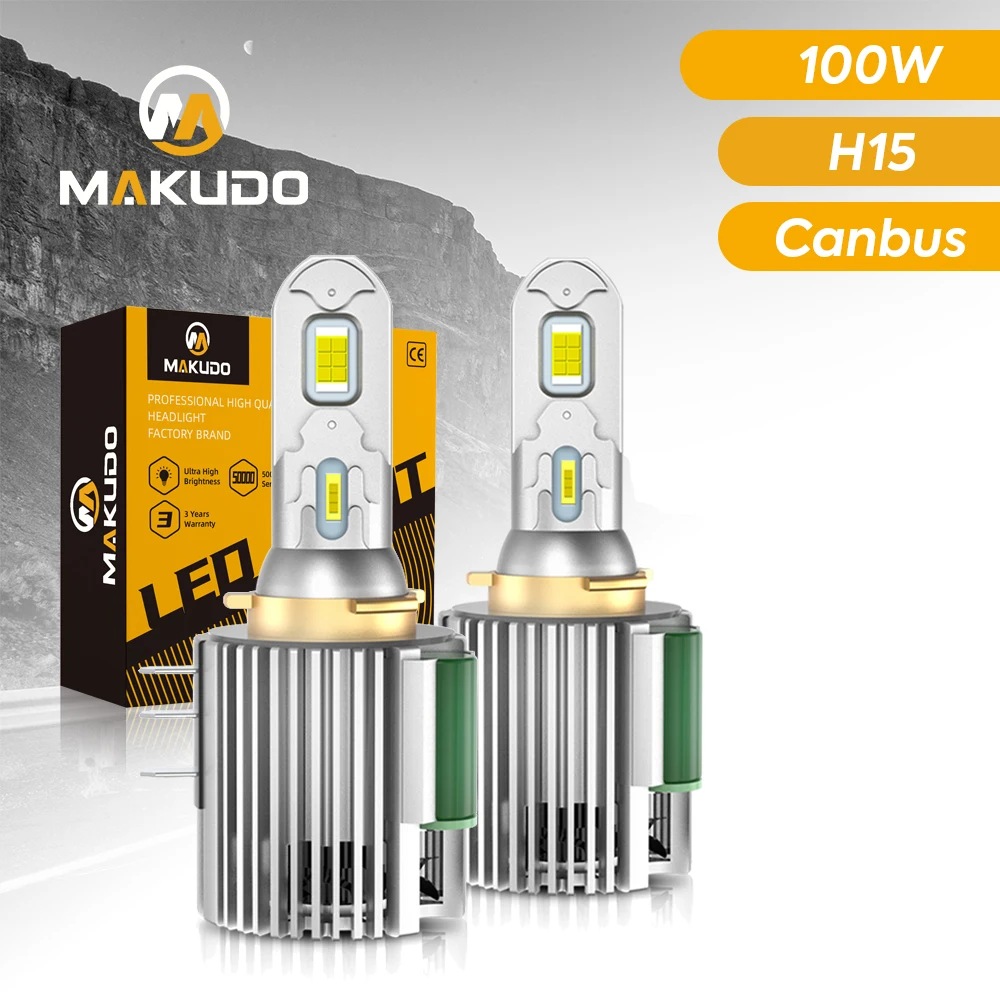 

MAKUDO H15 LED Bulb Canbus CSP Car Headlight High Beam DRL Day Driving Running Light 100W 30000LM 12V Auto Lamp for VW Audi BMW