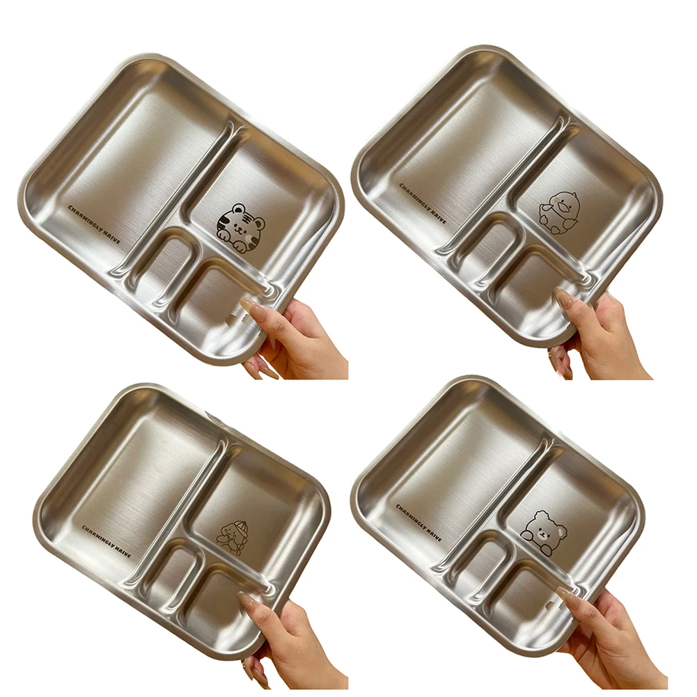 Тарелка для еды тарелки разделенный стальной поднос нержавеющая еда обеденные