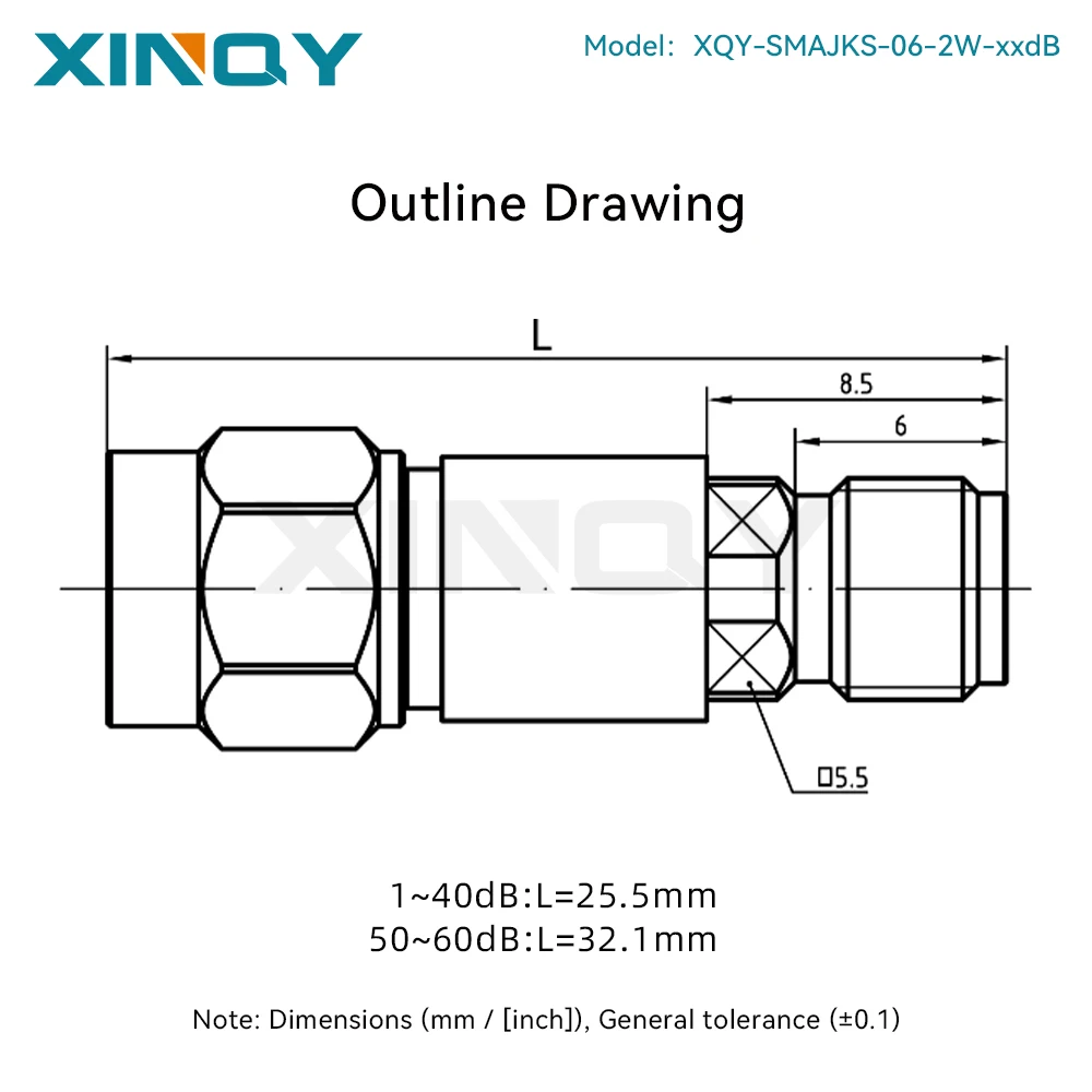 Фото Xinqy 6G 2W RF-аттенюатор 1/2/3/5/6/10/20 дБ SMA, коаксиальная головка с фиксированным уровнем затухания сигнала №5