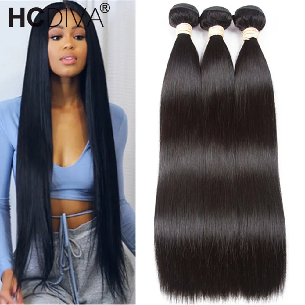 ברזילאי ישר שיער חבילות 3/4 חתיכות ישר שיער טבעי חבילות 10A 8-32 inch רמי שיער טבעי הרחבות עבור שחור נשים
