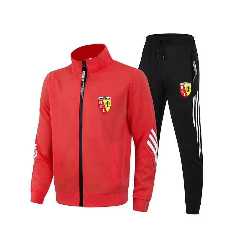 Mens Euro Club Rc Lens Hoodie Spring Autumn Cardigan Tops Zipper Jacket Clothing Casual Stand Collarr Sweatshirt+Jogging Pants