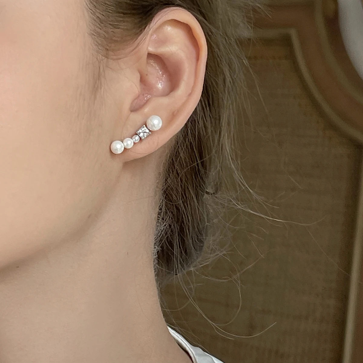 

Женские серьги-гвоздики из искусственного жемчуга, с цирконием