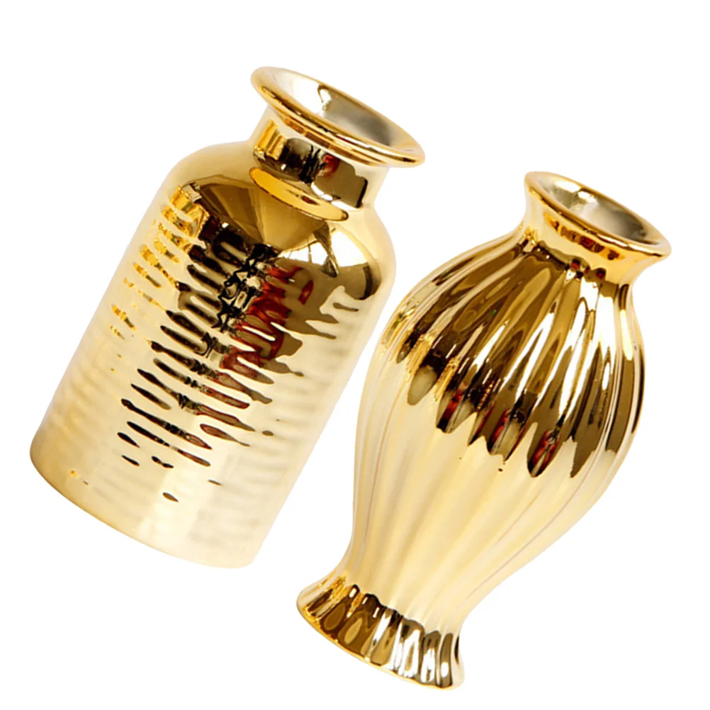 

Vase Flower Ceramic Floral Geometric Arrangement Farmhouse Decorative Centerpieces Pottery Planter Cylinder Artificial Metallic