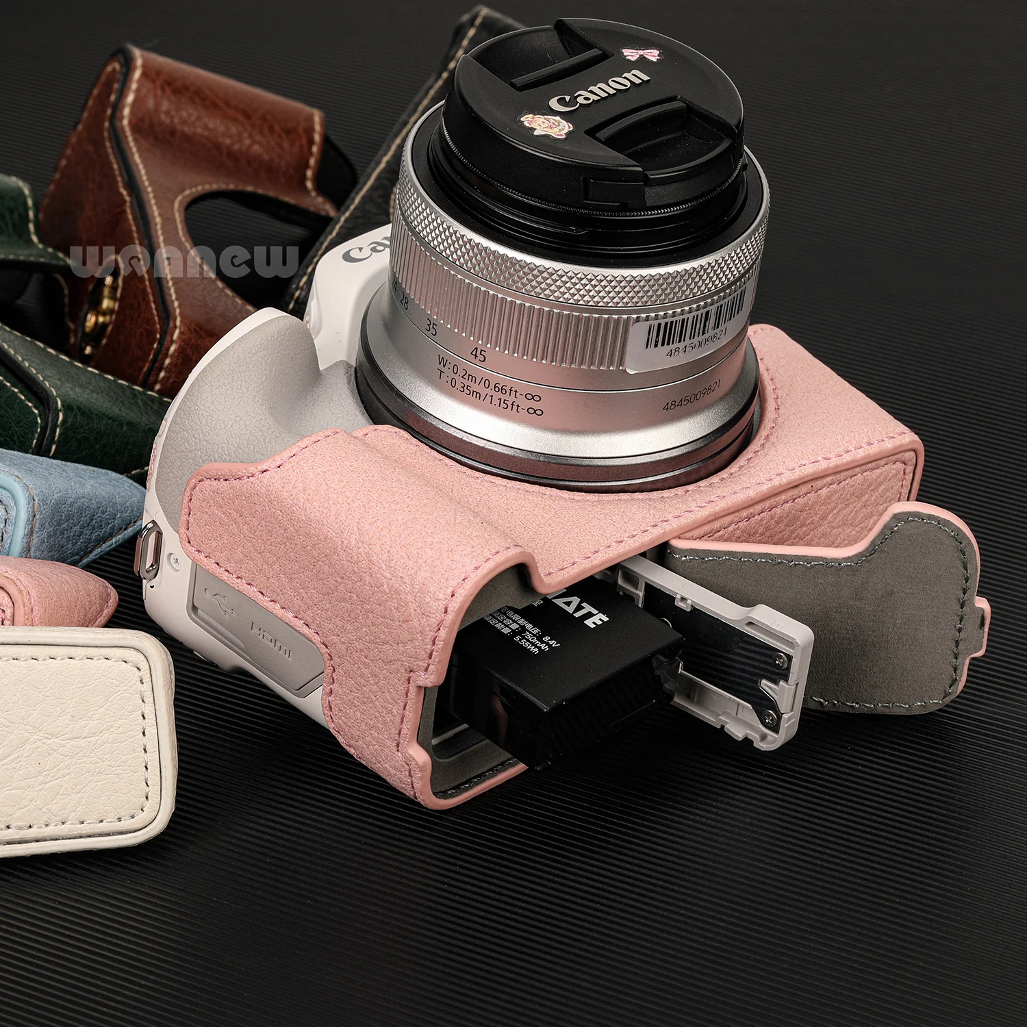 Фото Чехол из искусственной кожи для Canon EOS R50 R100, получехол для камеры, шейный ремень, быстросъемный плечевой ремень, круглый ремешок на запястье №4