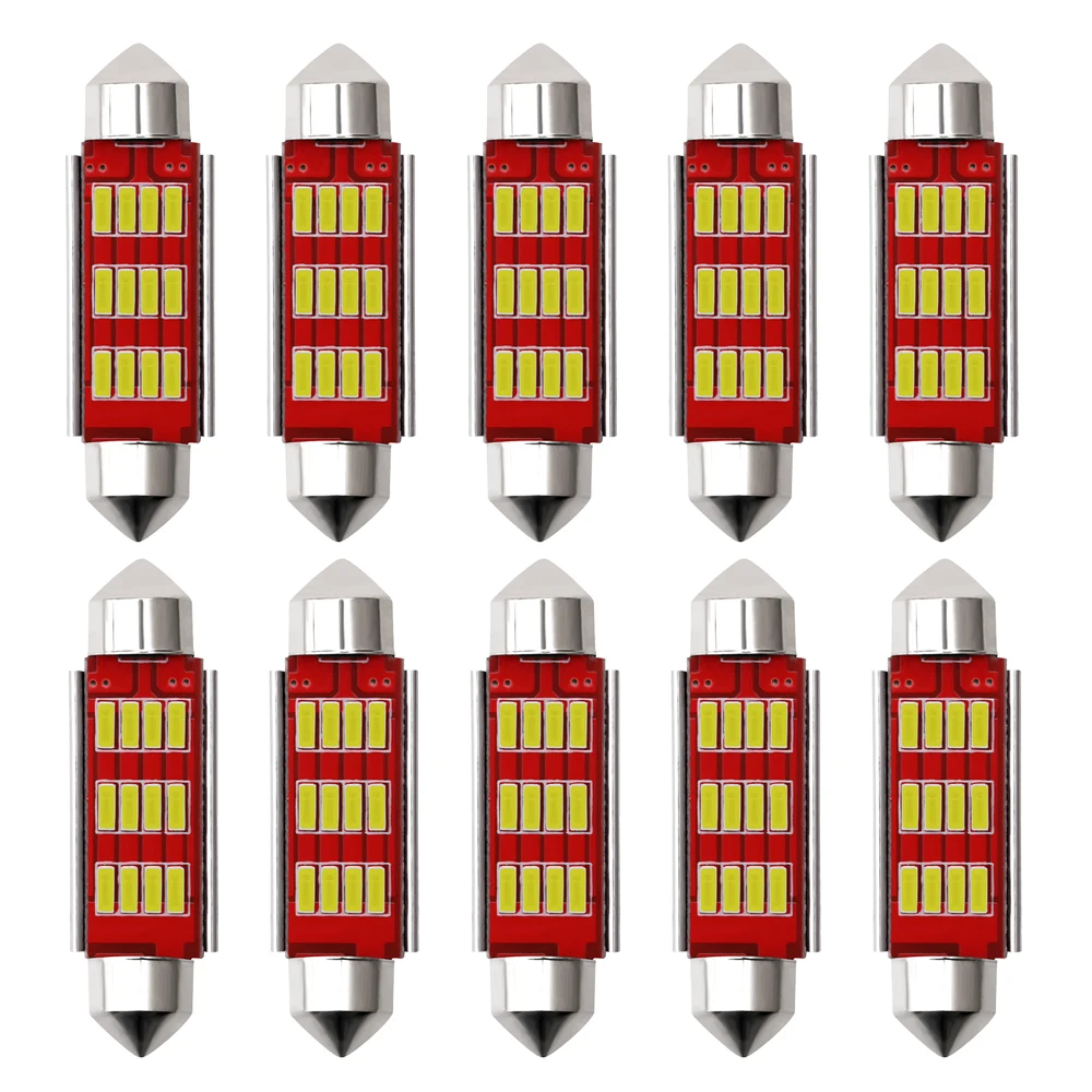 10pcs Car LED Reading Bulb 31mm 36mm 39mm 41mm C5W C10W Super Bright 4014 SMD Canbus Error Free Auto Interior Doom Lamp