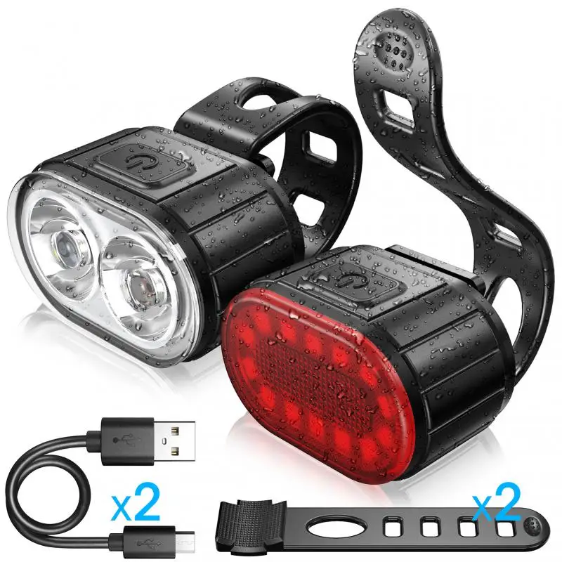

Bike Bicycle Lights USB Rechargeable Lamp Cycling Lantern MTB Bicycle Headlight Front Back Taillight Flashlight Bike Accessories