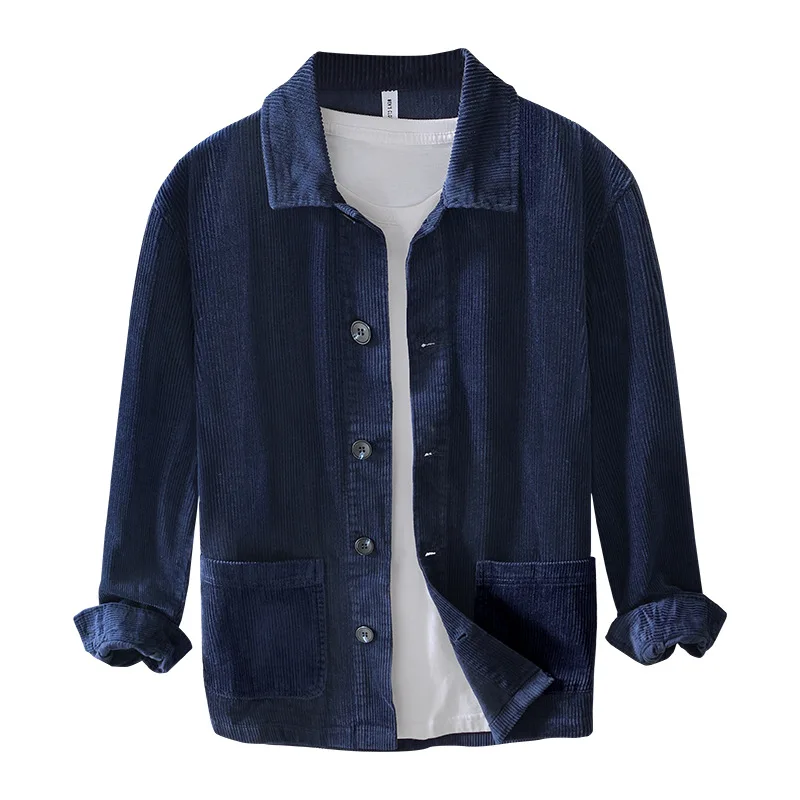 Мужская Вельветовая куртка с длинным рукавом однотонная