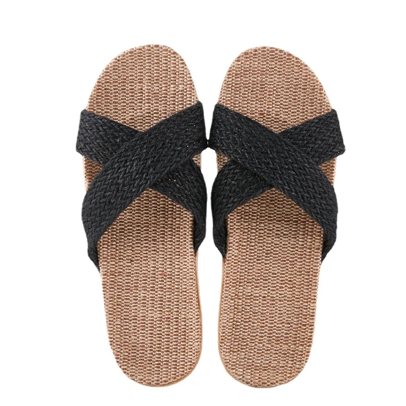 

Новинка 2022, льняные тапочки большого размера, домашние тапочки для пар, деревянный пол, хлопковые и льняные домашние летние босоножки