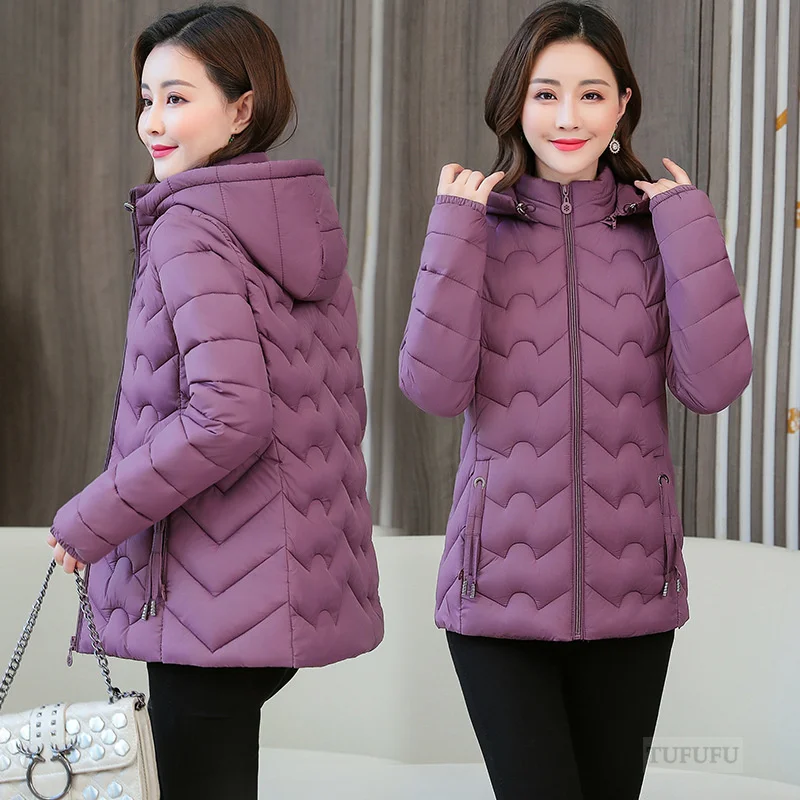 

Detachable cap new small cotton coat women's short thin thin cotton coat middle-aged mother winter coat light thin cotton jacket