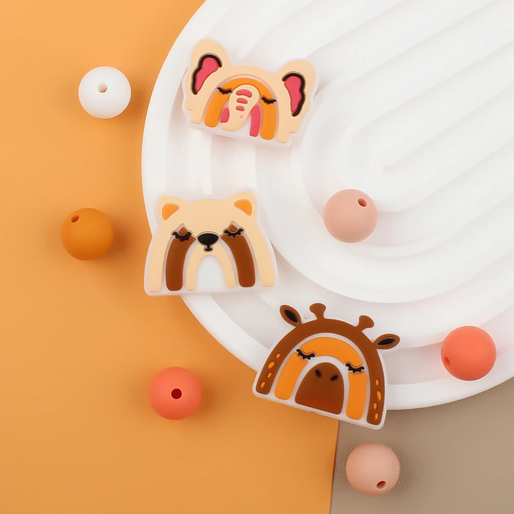 5/10 шт. силиконовые бусины для браслета в виде слона жирафа енота