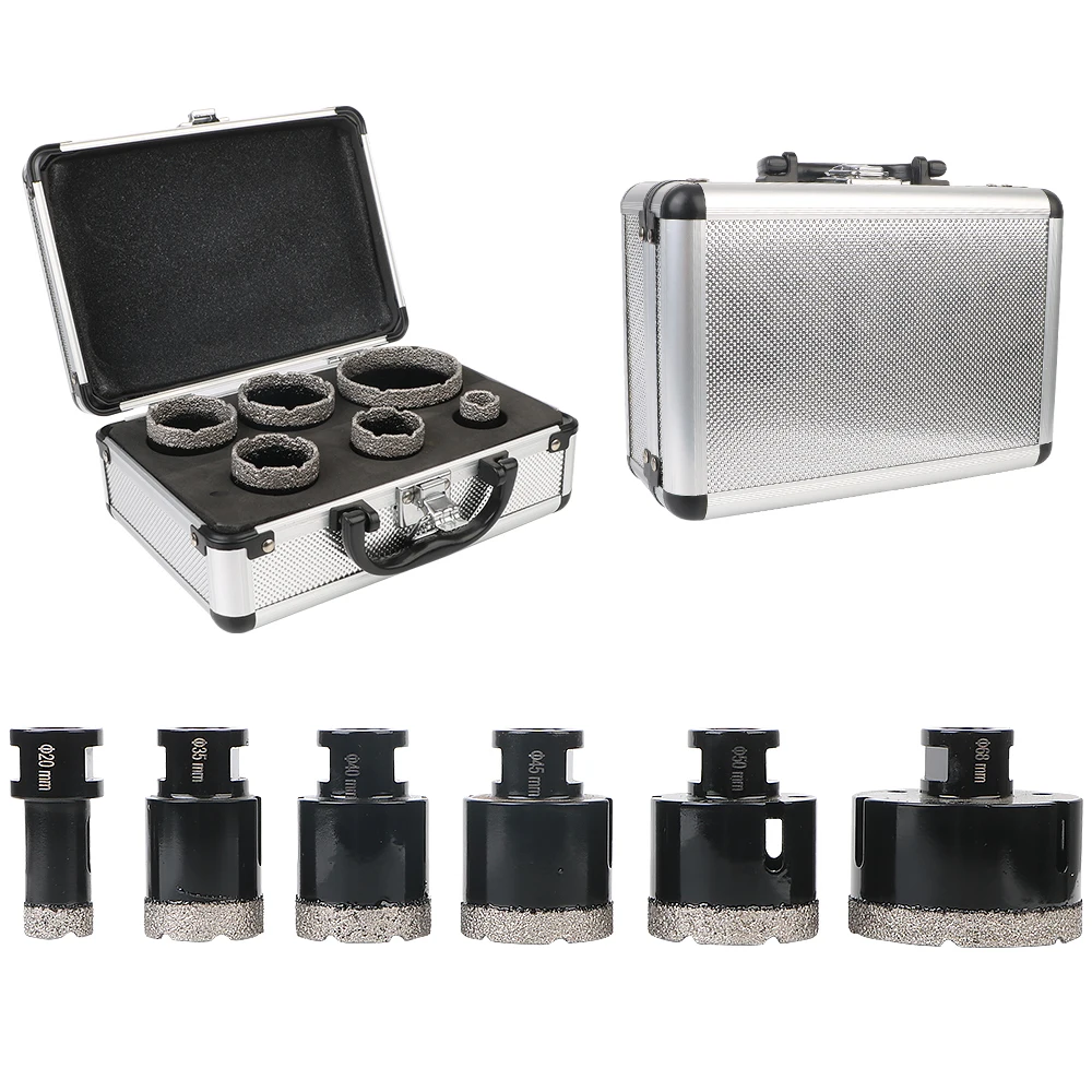 

6 шт. короны фарфоровой плитки, гранит, мрамор, инструменты для отверстий, набор коронок для сухого алмазного бурения, набор коронок M14, набор для пайки отверстий