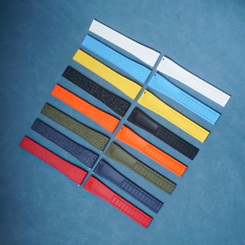 20 мм 22 мозаичный ремешок для часов FKM Rolex/Omega/Cartier сменный с пряжкой из нержавеющей