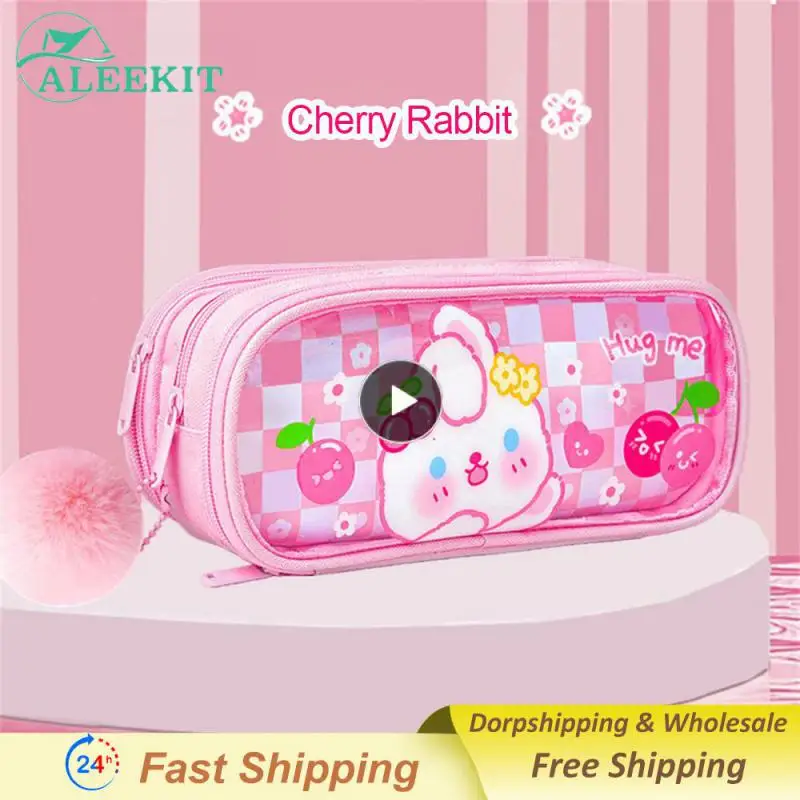 

Large Capacity Girls Pencil Box Kawaii Beauty Bag Pencil Bag Large-capacity Transparent Pencilcase School Stationery Supplies