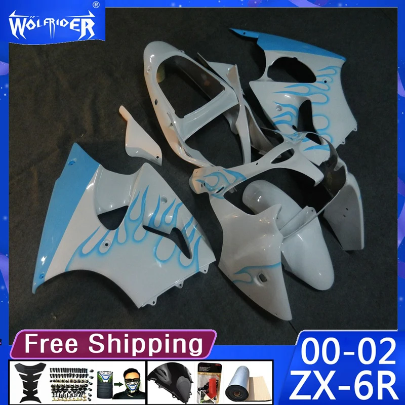 

Motorcycle cowl ABS plastic fairings Kit for ZX6R 00 01 02 ZX-6R 2000-2002 Motorbike White fairing Manufacturer Customize cover