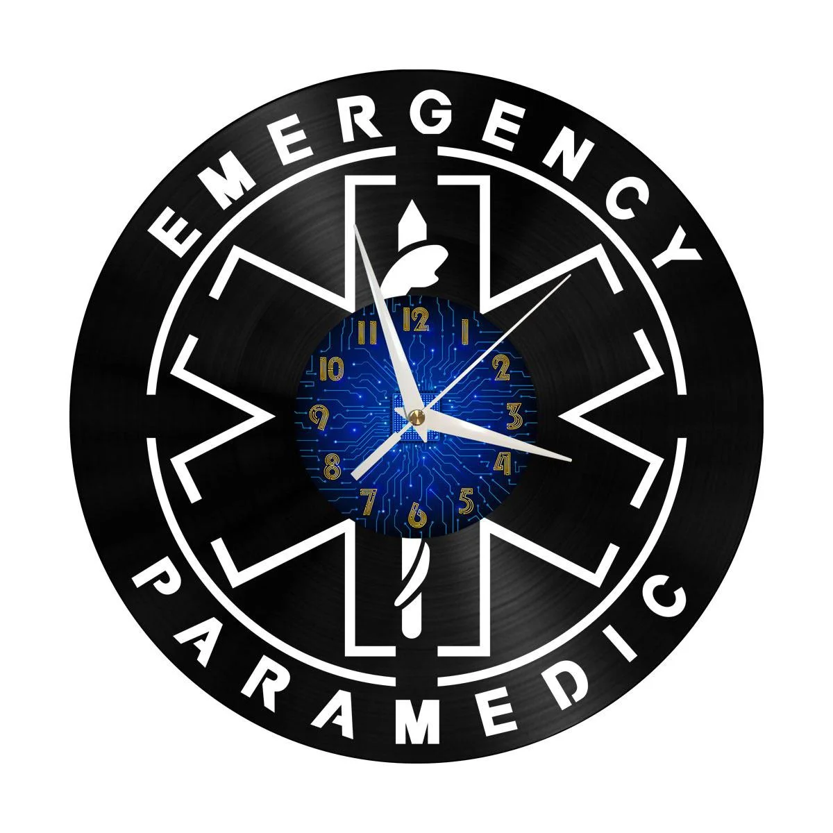 

Emergency Paramedic Vinyl Wall Clock, Vinyl Record Clock Wall Art Silent & Non-ticking