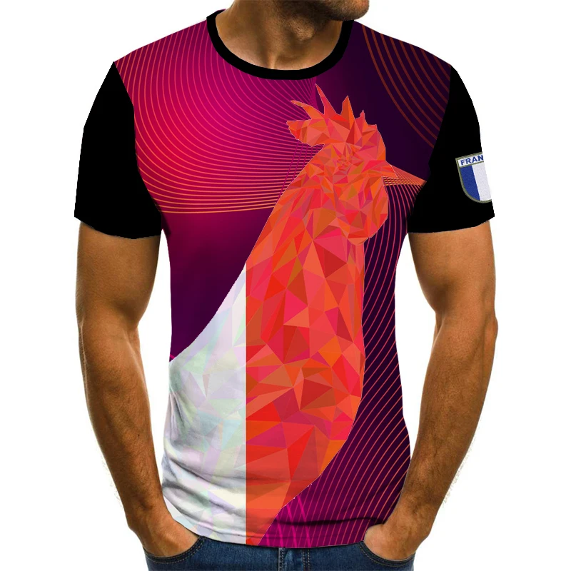 Футболка унисекс из полиэстера с рисунком французского бульдога и галлика