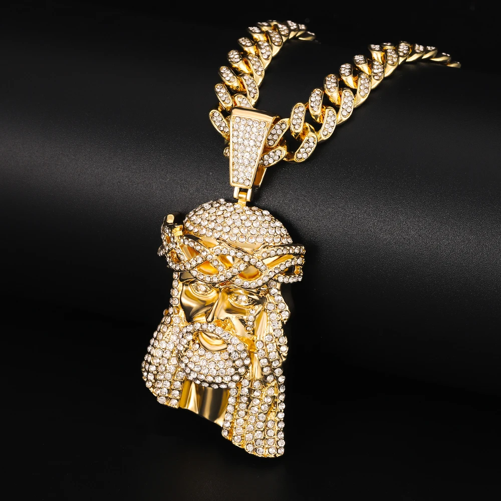 Модное ожерелье с подвеской в стиле хип-хоп изображением Иисуса мужское