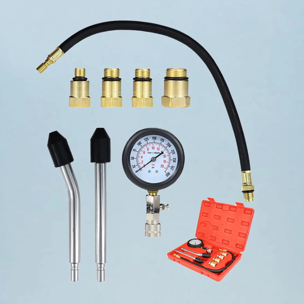 

Engine Cylinder Tester Oil Pressure Gauge Tester with Adapter Red