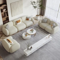 simple art designer technology cloth leather sofa living room light luxury nordic furniture ins style combined cloth sofa