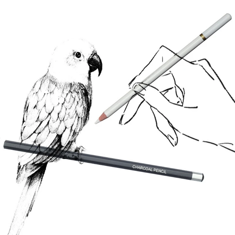 

41QA 3pcs White Sketching Charcoal Drawing Pencil Art Set Art Painting Stationery