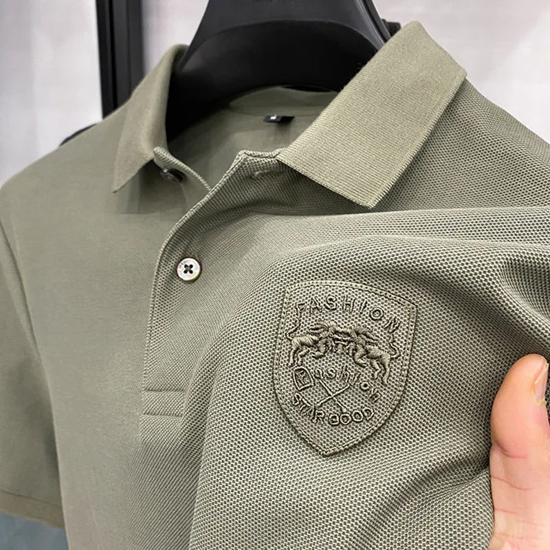 Golf Men's Embroidered Polo Shirt 2023 Summer New High end Business Leisure Sports Polo Neck Short Sleeve T-shirt