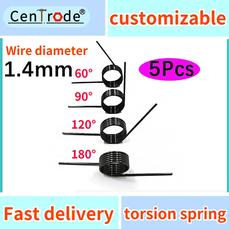 Wire Diameter 1.4mm V-spring Torsion Spring Hairpin Spring 180/120/90/60 Degree Torsion Spring 3 Laps/6 Laps/9 Laps Spring Clip