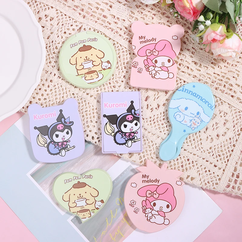 Двухстороннее складное зеркало Sanrio My Melody милая портативная зеркальная расческа