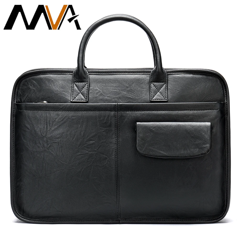 MVA Genuine Leather Briefcase Bag For Man 13.3 inch Laptop Business Bag Vintage Laptop Handbag Tote Handmade Crossbody Bags Male