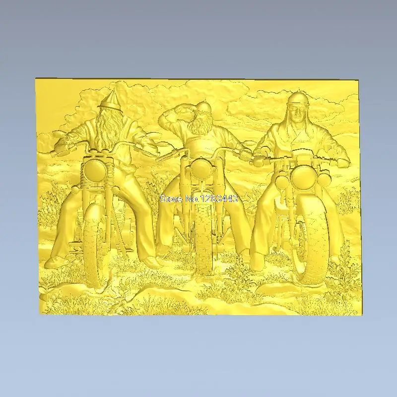 

High quality 3d model relief for cnc or 3D printers in STL file format bikers unframed