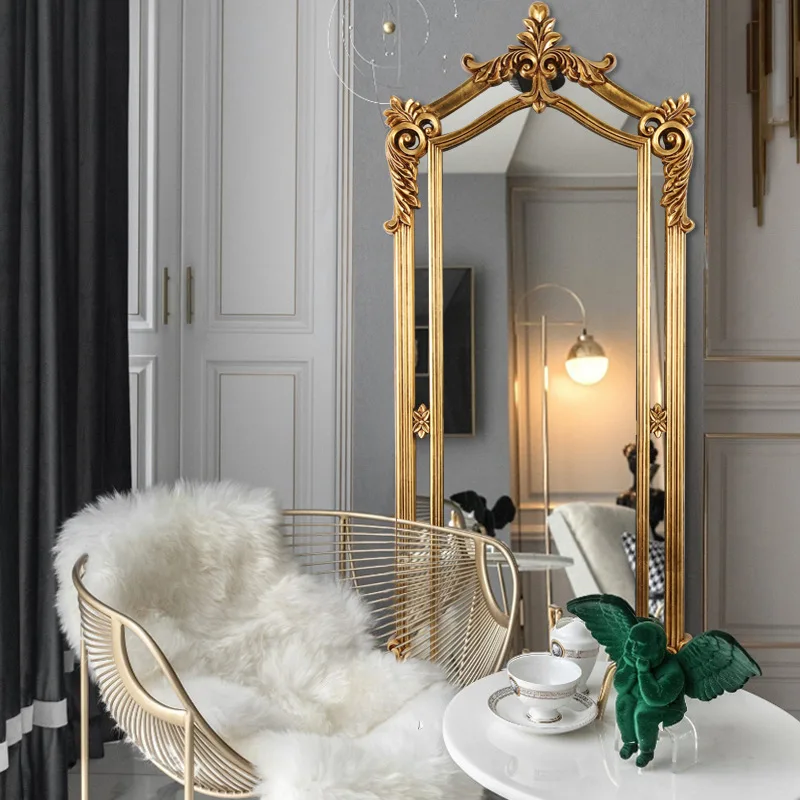 

Luxury Irregular Mirror Aesthetic Living Room Bedroom Vintage Mirrors Full Body Nordic Standing Espelhos Decorativos Home Decor