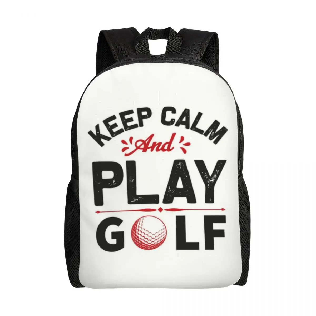 

Keep Calm And Play Golf School Backpack for Men Women Waterproof College School Golfer Golfing Sport Bag Printing Bookbags