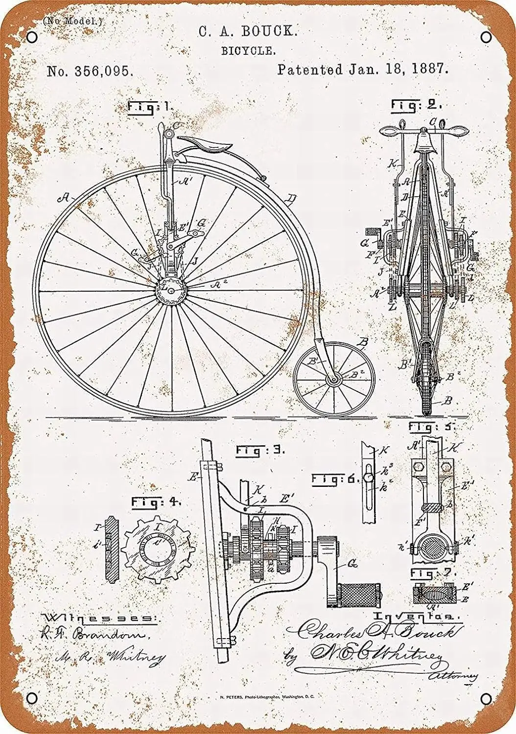 

8 x 12 Metal Sign - Bicycle Patent - Vintage Wall Decor Home Decor Vintage Signs