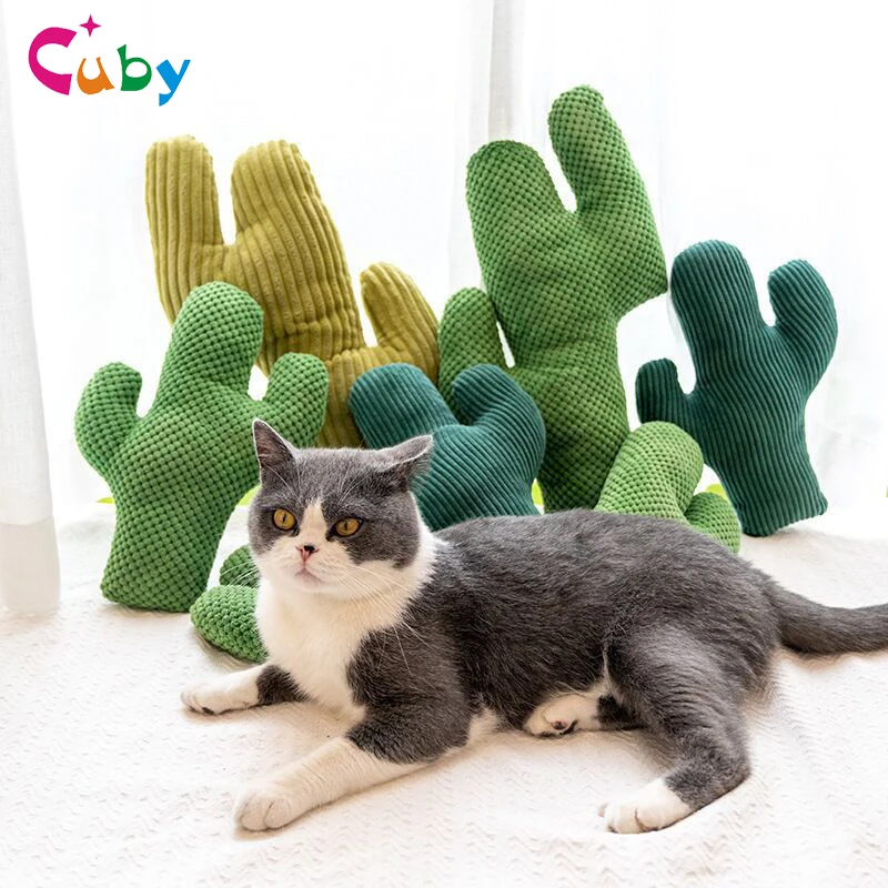 

CUBY Plush Cat Toy Teeth Grinding Catnip Kitten Playing Pillow Claws Thumb Bite Cat mint For Cats Funny cactus Interactive Toys