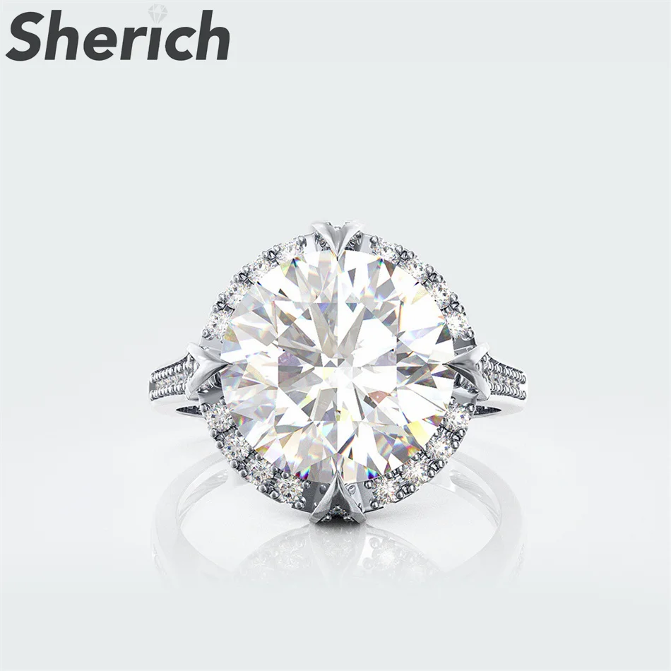 

Sherich Round Purple Pink Multicolor 7 Carat High Carbon Diamond 100% 925 Sterling Silver Trend Ring Women's Fine Brand Jewelry