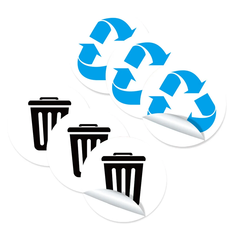 

Recycle Sticker Stickers Trash Garbage Decals Waste Bin Can Container Round Adhesive Sign Cans Reminding Sorting