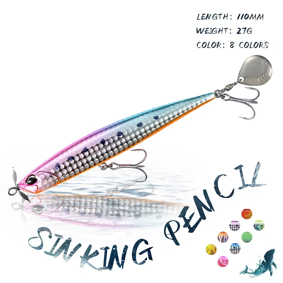 

1Pcs 110mm/27g Fishing Lure Pencil Hard Bait Artificial Bait Fishing Stronger Fish Attracting Effect Fishing Tackle