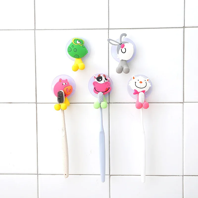 

Cartoon Sucker Toothbrush Holder Suction Hooks Multifunctional Animal Children Bathroom Set Accessories Eco-Friendly