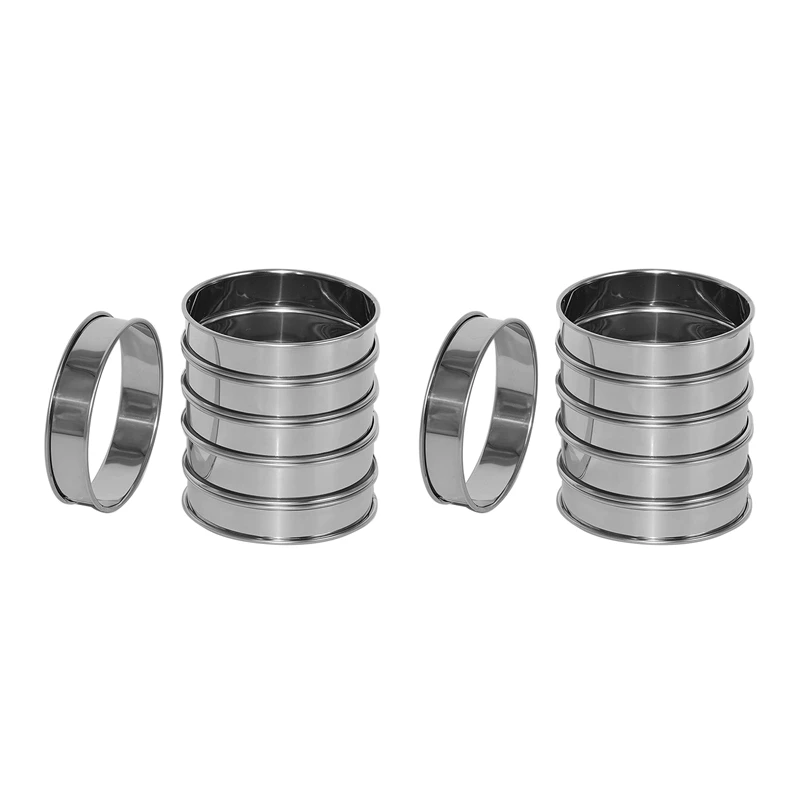 

12 Pack 4 Inch Double Rolled English Muffin Rings, Stainless Steel Crumpet Rings, Tart Rings, Round