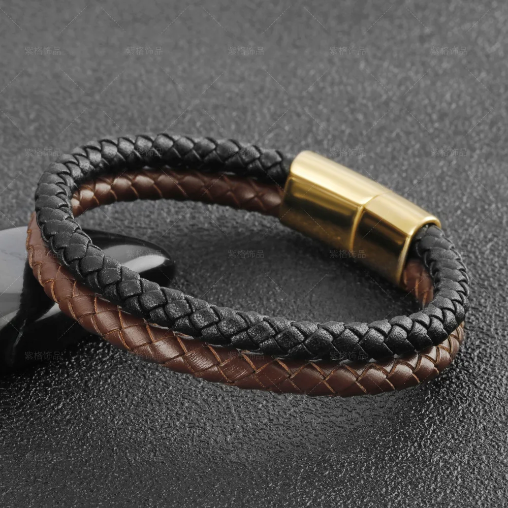 

Модные Двухслойные Кожаные плетеные браслеты новый стиль мужские браслеты модные аксессуары для вечерние подарки