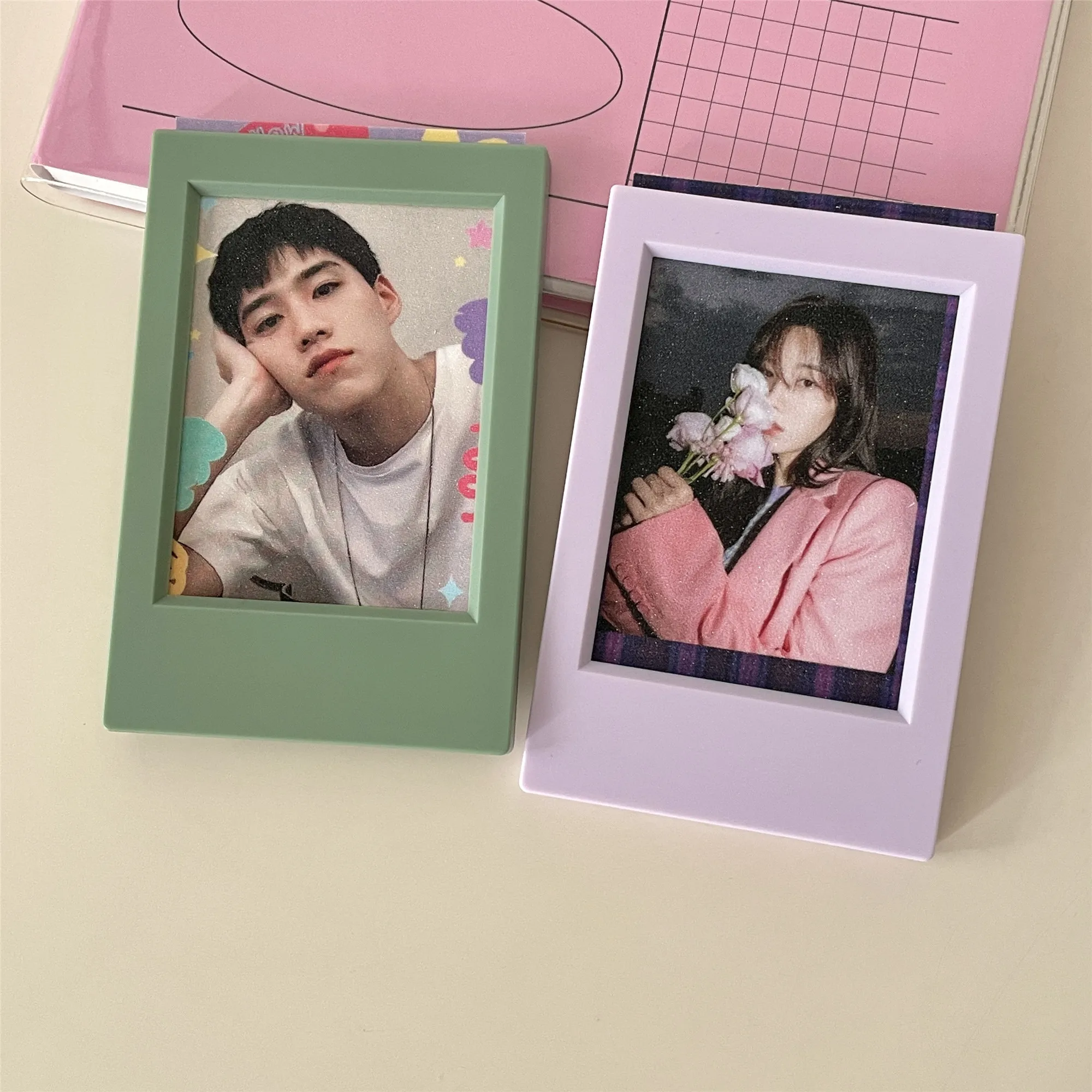 MINKYS Ins Candy Colored Plastic Polaroid Photo Frame Mini 3 inch Photo Holder Photo Cards Display Stand Stationery
