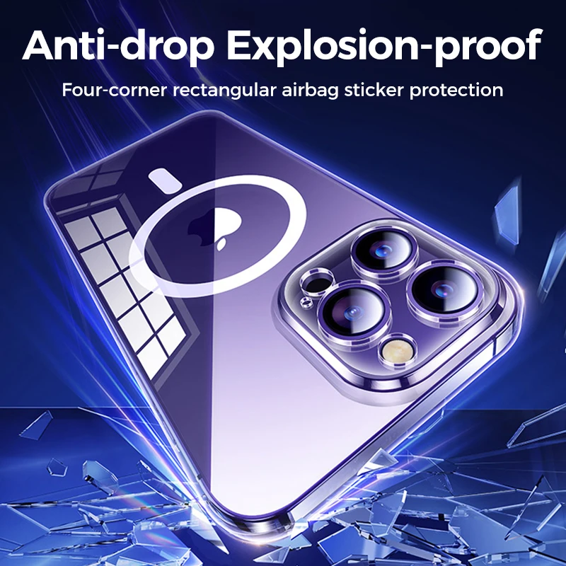 Joyroom Magnetic Case For iPhone 14 13 12 ProMax Transparent Cover For iPhone 13 Pro Max Case Wireless Charger Magnet Back Cover