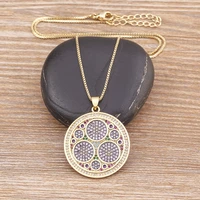 nidin combination round zircon inlay design gold plated charm bohemian style metal tag necklace diy jewelry crafts party gift
