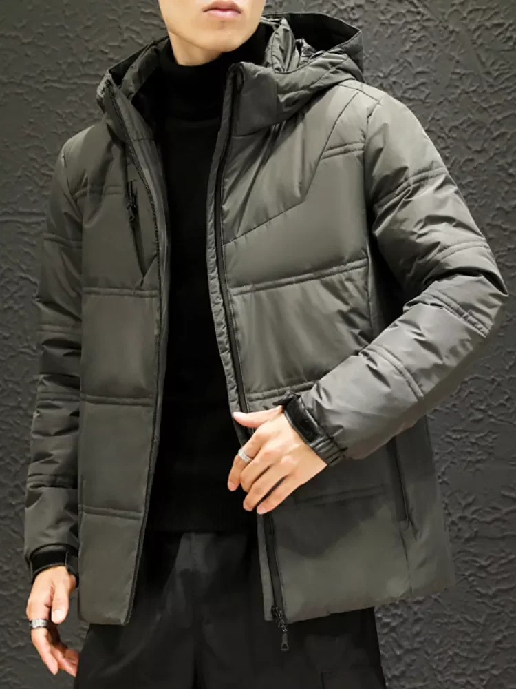 Male Windbreaker Parkas Coat Men's Clothing White Duck Down Parkas Men Thicken Warm Hooded Zipper Jackets