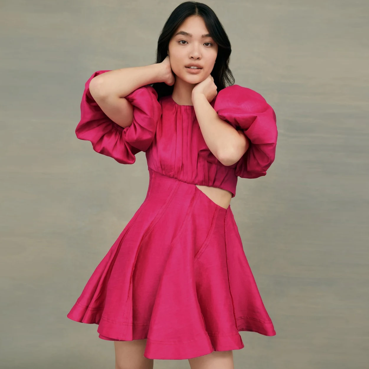 

O-neck Satin Dress Mini Taffeta Silk Mini Dress Short Sleeve Women's Dress Elegant Dresses For Women Custom Made Party Dress