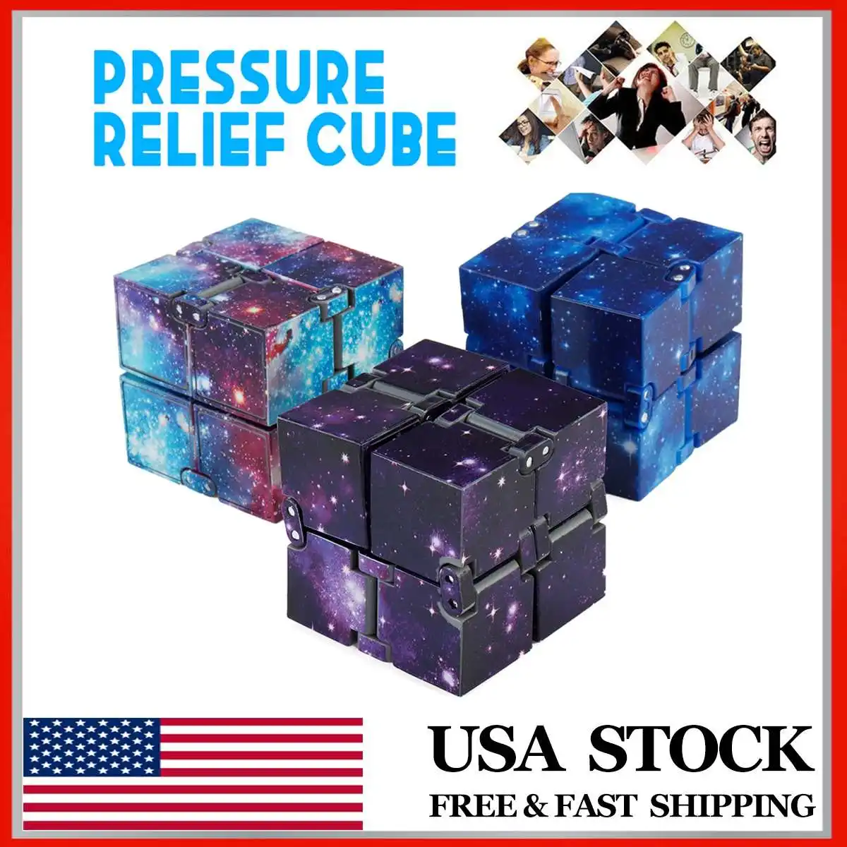 

Galaxy Funny Magic Cube Mini Finger Toy Stress Pressure Relief Anti Anxiety Infinity Sky Cube Kids Children's Day Gifts