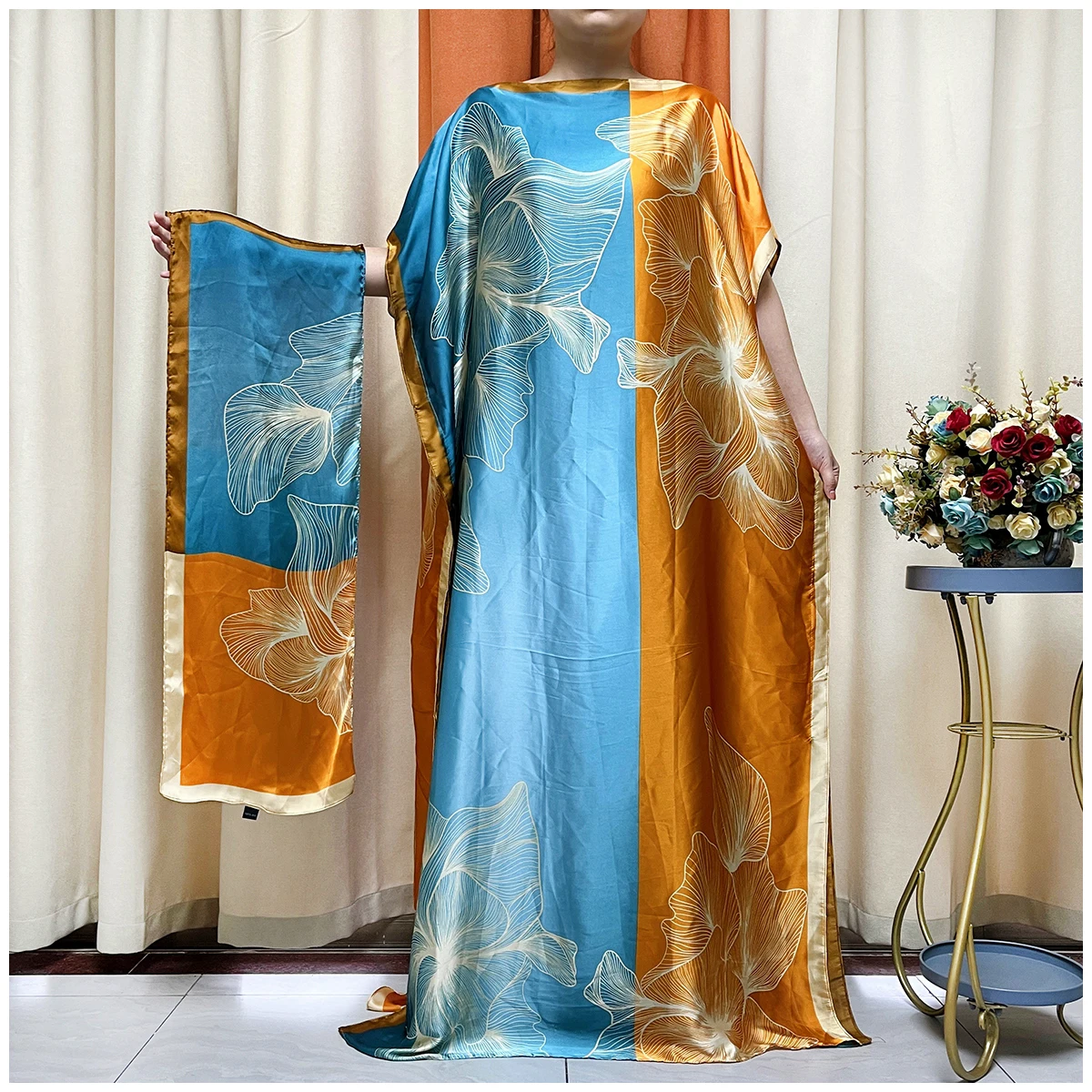 Лидер продаж шелковая одежда большого размера для африканских женщин 2 предмета